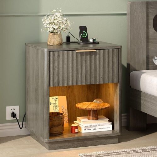 VINGLI Night Stand with Charging Station