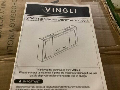 VINGLI LED Medicine Cabinet with 3 Doors