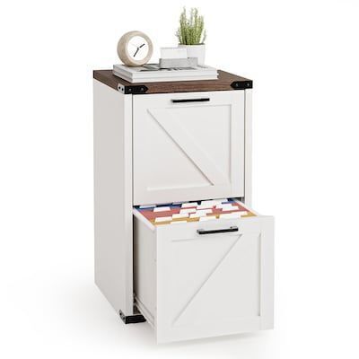 VINGLI 15D x 15W x 27H 2-Drawer Farmhouse Metal File Cabinet