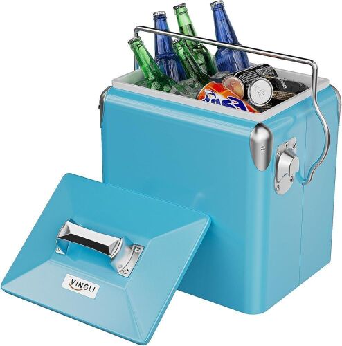 VINGLI 14qt Small Insulated Portable Cooler, Retro Vintage Classic Style