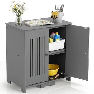 VINGLI 48 Gallon Outdoor Storage Cabinet with 2-Tier Shelves and Decorative Cutout