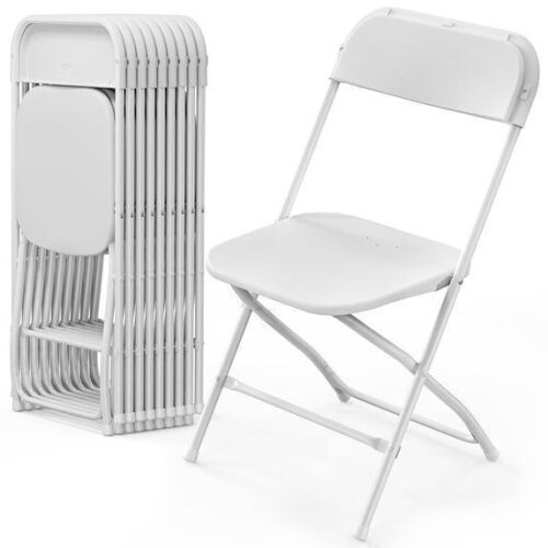 VINGLI 10 Pack White Plastic Folding Chairs