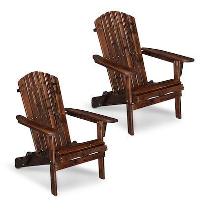 VINGLI 2-Pcs Wood Folding Adirondack Chairs