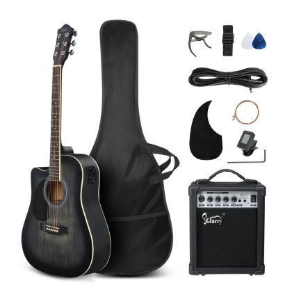 Glarry GMA101 Left Handed 41 Inch EQ Acoustic Guitar w/15W Amp Black