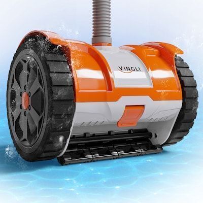 VINGLI Automatic Suction Side Pool Cleaner for Inground Pools 40ft Hose Vacuum with Powerful Wall Climbing (Orange and Gray)