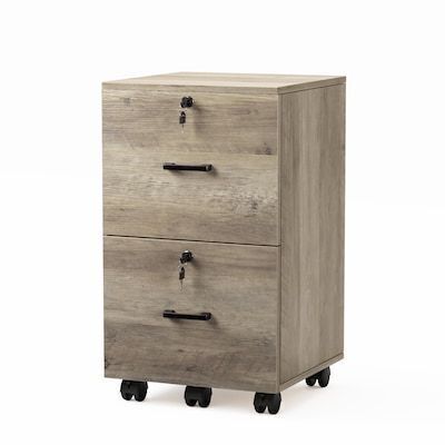 VINGLI 15.7D x 27.2H 2-Drawer Rolling Filing Cabinet with Lock
