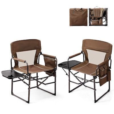 VINGLI 2-Pcs Camping Chair with Side Table and Carry Bag