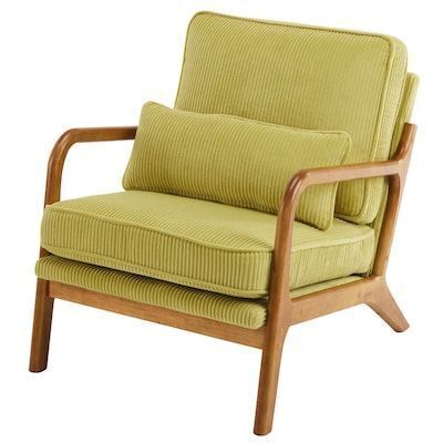 VINGLI Corduroy Accent Chair with Pillow