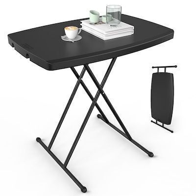 VINGLI 19.7D x 30W x 28H HDPE Adjustable Folding Table Black