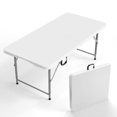 VINGLI 4 FT 3-Level Adjustable Plastic Folding Camping Table White