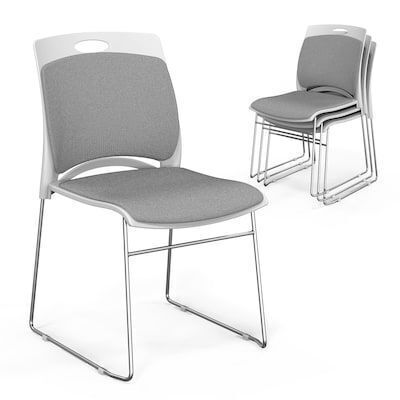 VINGLI 4Pack Stackable Chair Ergonomic with Metal Sled Base Plastic Padded Seat and Back Capacity 350lbs