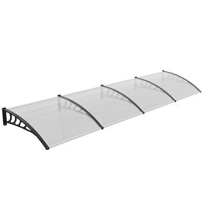 VINGLI 2.9FT x 13FT Polycarbonate Awning Cover for Doors with Clear Board and Black Bracket
