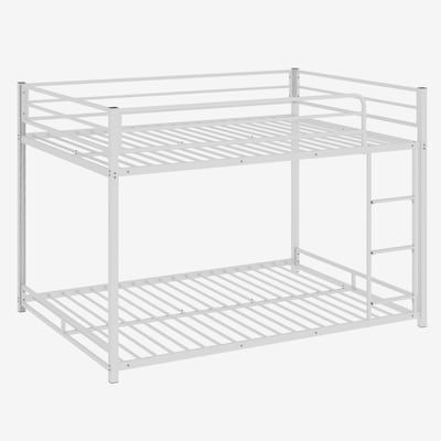 JOYMOR 78L x 61W x 54H Full Over Full Metal Bed Frame with Safety Guardraild White