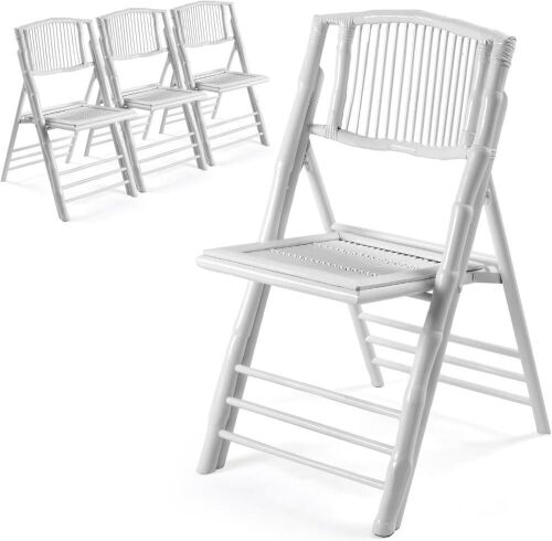Lot of (4) VINGLI Bamboo Folding Chair White