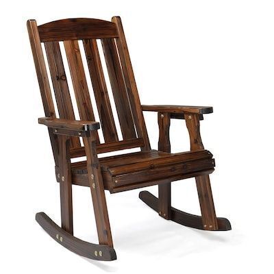 28 in. Solid Wood Slat Back Outdoor Rocking Chair
