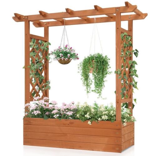 Outdoor Wooden Raised Garden Bed Planter Box 43.5 X 17.5 X 44.5In