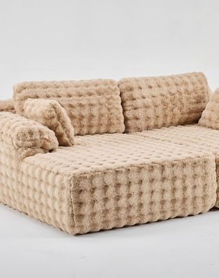 Bubble Fleece Upholstered Oversized Lounge Sofa Chaise - Left Side Only