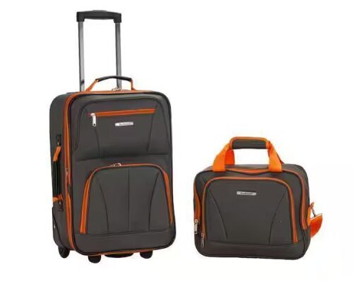 Rockland Fashion Expandable 2-Piece Carry On Softside Luggage Set, Charcoal