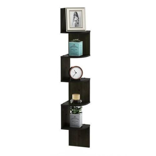 Furinno 48.8 in. Espresso Wood 5-shelf Corner Bookcase with Storage