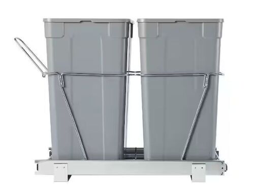 Pullout Trash Can 35 qt. x2 for Kitchen Cabinet, Under Sink, Heavy Duty Slides, Under Mount Recycling Bin with Handle