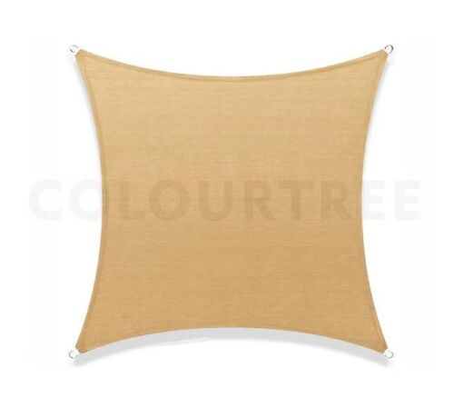 COLOURTREE 12 ft. x 12 ft. 190 GSM Sand Beige Square Sun Shade Sail Screen Canopy, Outdoor Patio and Pergola Cover