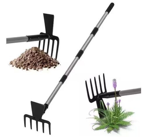 WaLensee 63 in. Steel Stirrup Hoe 2 in 1 Garden Hoe with Adjustable Metal Long Handle