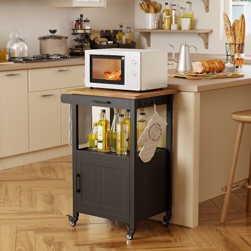 Lofka Kitchen Cart with Drawer Small Kitchen Island on Wheels Microwave Cart Small Home Coffee Bar Microwave Stand Rolling Kitchen Island Cart with Side Hook