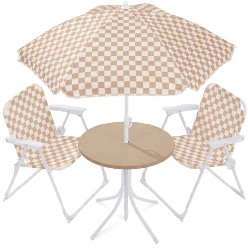 Kids Outdoor Table and Chair Set with Umbrella, Foldable Toddler Set