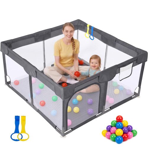Dripex Baby Playpen, 47"x47" Small Playpen for Babies, Enhanced Safety Baby Play Yard fo Indoor & Outdoor, Infant Play Pen with Soft
