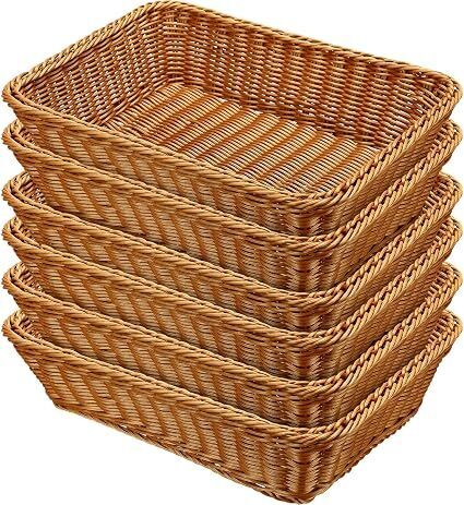 Eccliy 6 Pack Wicker Bread Baskets Woven Serving Basket, 15.8 Inch