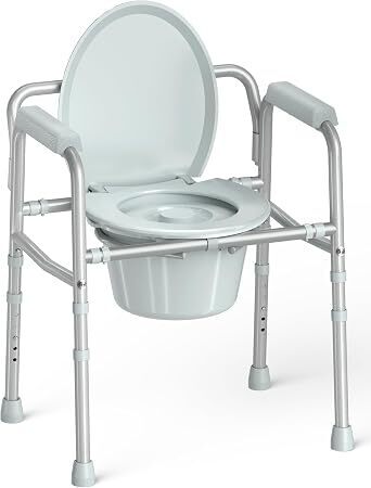 HOMLAND 3-in-1 Bedside Commode Toilet with Sturdy Dual-Crossbar