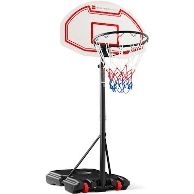 Kids Height-Adjustable Basketball Hoop Portable Backboard System w/ 2 Wheels - Red/White
