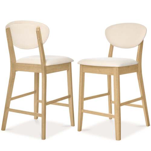 Set of 2 Modern Counter-Height Bar Stool Set W/ Upholstered Seat Cushion