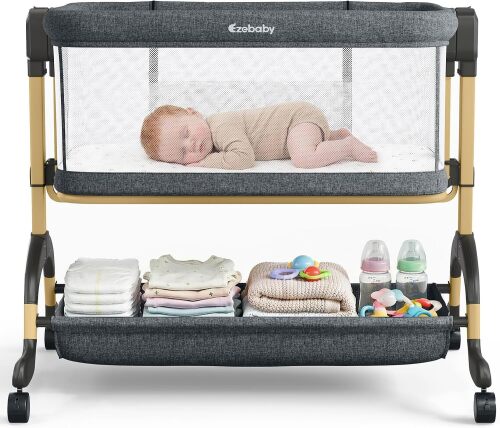 Ezebaby 3 in 1 Baby Bassinet Bedside Sleeper, Rocking Bassinet for Newborns
