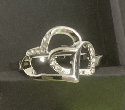Interlocking Hearts Ring, Silver