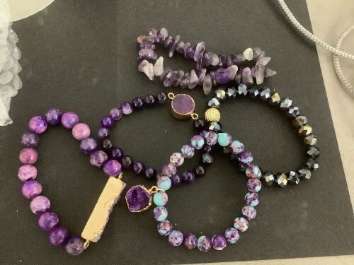 Beaded Bracelet Natural Stone Charms 5pc Bracelets Sets For Women Jewelry