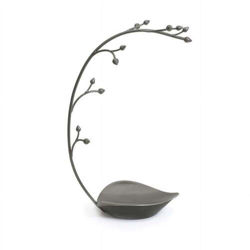 Umbra Orchid Jewelry Organizer And Necklace Holder With Built-In Dish, Gun Metal