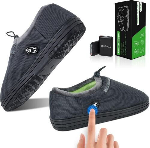 Foot Warmer, Electric Foot Warmer with 5000mAh Battery, Heated Slippers Women Men, Heated Foot Warmer with Smart Dual Independent Switch Heated Shoes for Feet Warmers Winter Warm