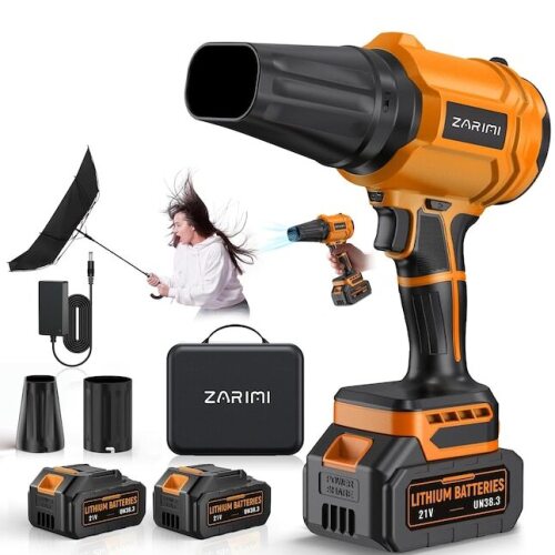 YUQUESEN Cordless Leaf Blower 980000 RPM Handheld Leaf Blower with 2 4Ah Batteries and Charger Lightweight Leaf Blowers for Patio Cleaning Lawn Care Leaves Dust Orange