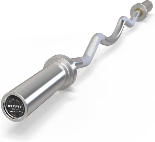 RitFit 2 Inch EZ Curl Bar Olympic Barbell