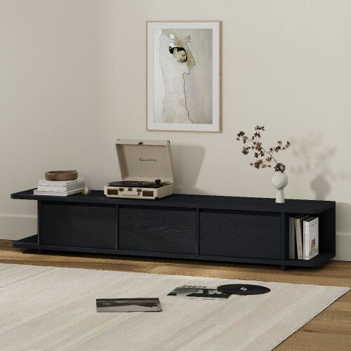 Article Judith 79" Low Media Unit - Black - Has tape residue on top / doors