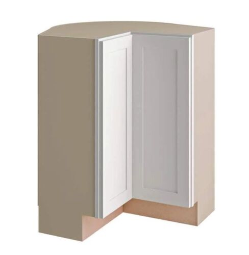 Hampton Bay Courtland Shaker Lazy Susan Corner Base Kitchen Cabinet in Polar White
