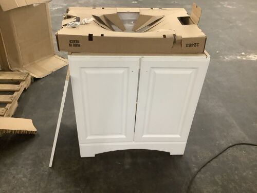 Glacier Bay 31 in. Single Sink White Freestanding Bath Vanity with White Cultured Marble Top - Light Damage