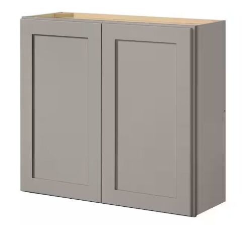 Hampton Bay Avondale 33 in. W x 12 in. D x 30 in. H Ready to Assemble Plywood Shaker Wall Kitchen Cabinet in Dove Gray