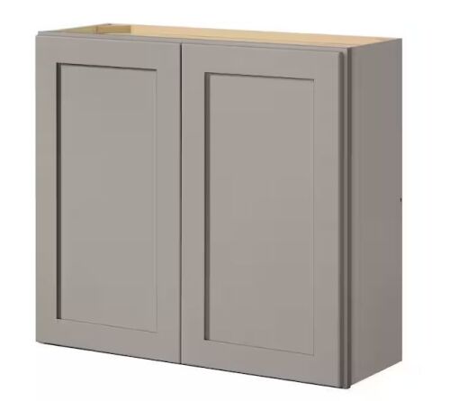 Hampton Bay Avondale 33 in. W x 12 in. D x 30 in. H Ready to Assemble Plywood Shaker Wall Kitchen Cabinet in Dove Gray