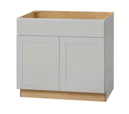 Hampton Bay Avondale 36 in. W x 24 in. D x 34.5 in. H Ready to Assemble Plywood Shaker Sink Base Kitchen Cabinet in Dove Gray
