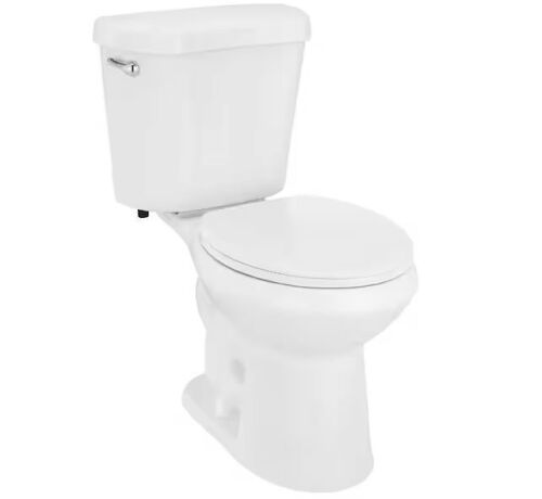 Glacier Bay 12 in. Rough In 2-Piece 1.28 GPF Single Flush Round Toilet in White, Seat Included