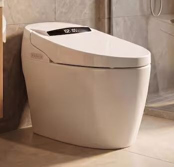 Elongated Smart Bidet Toilet 1.28 GPF in White with Heated Seat, Auto Flush, Dryer, Smart Remote, and Night Light