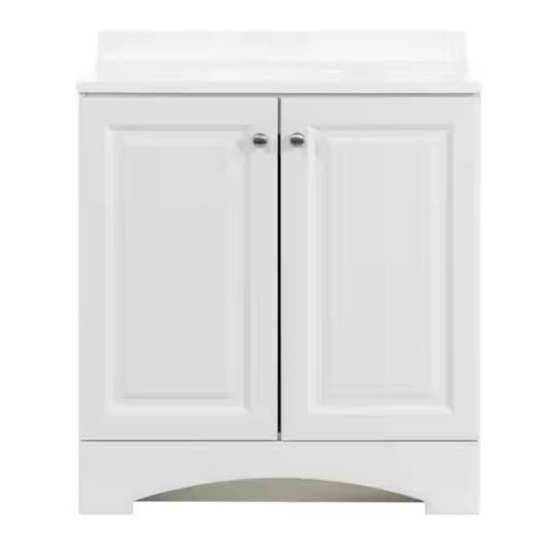 Glacier Bay 31 in. Single Sink White Freestanding Bath Vanity with White Cultured Marble Top