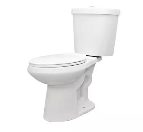 Glacier Bay 12 in. Rough In 2-Piece 1.0 GPF/1.28 GPF Dual Flush Elongated Toilet in White, Seat Included